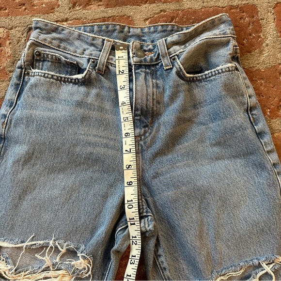 Carmar Blue Straight Leg Distressed Ripped Shredded size 25 Jeans denim - Picture 3 of 13